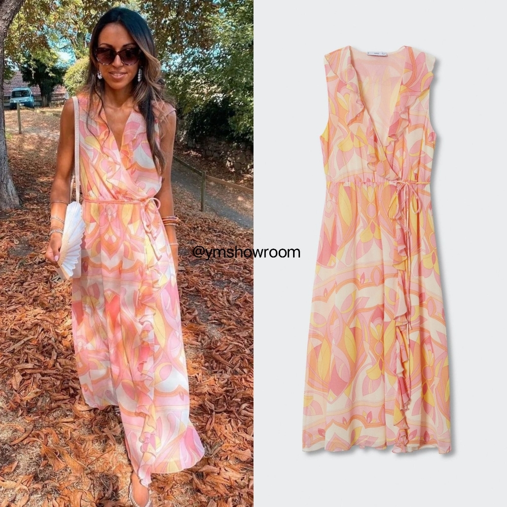 MANGO Ruffled printed dress - Picture 2 of 6